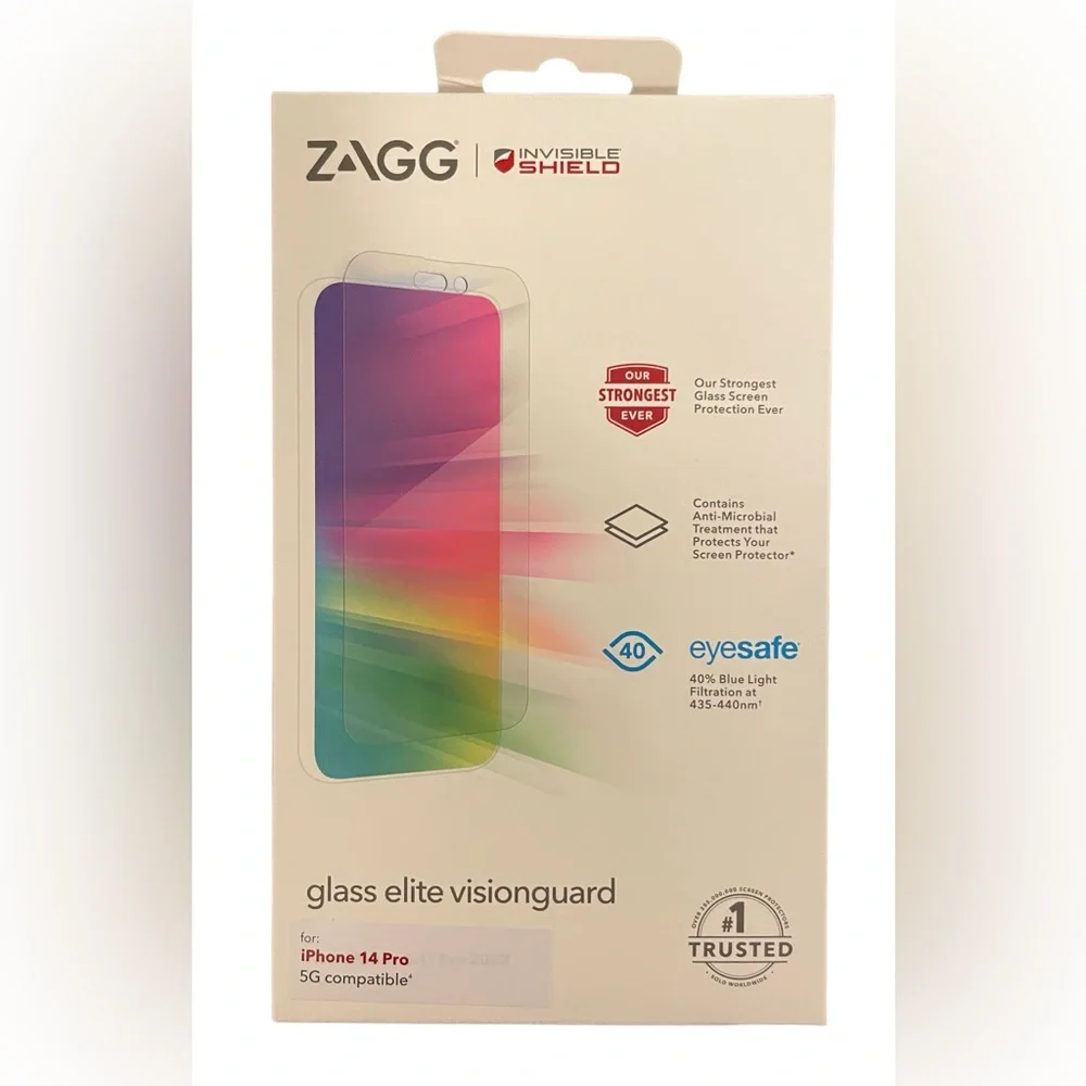 New ZAGG glass elite visionguard screen protector 14 pro
